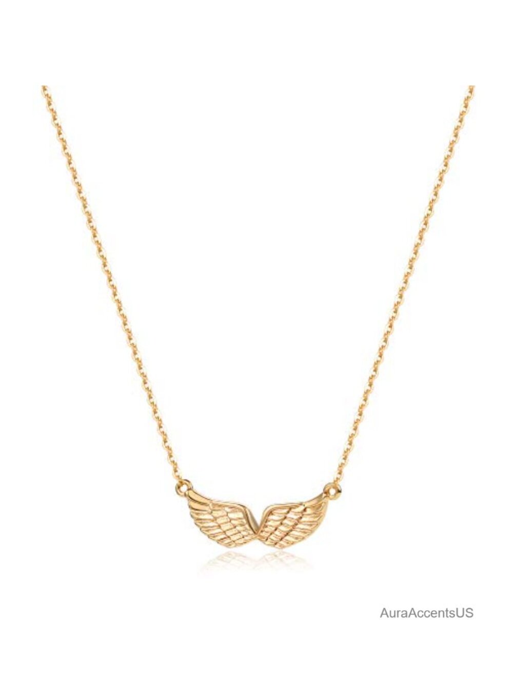 MEVECCO Dainty 18K Gold Plated Angel Wings Pendant Necklace Women